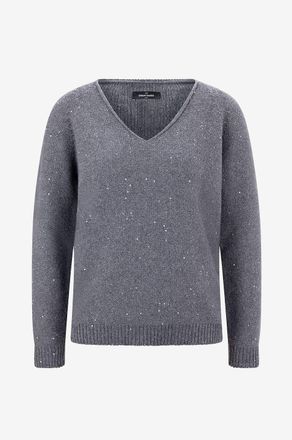 Gran Sasso Pullover aus Wolle und Kaschmir mit V-Ausschnitt und Pailletten