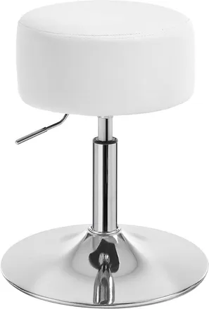 Woltu Taburete De Bar De Piel Sint&eacute;tica De Altura Regulable, Taburete De Cocina, Capacidad De Carga 100 Kg, Color Blanco - Woltu