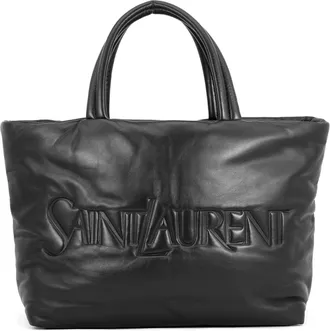 Saint Laurent Black Leather Handbag Tote Bag (Pre-Owned)
