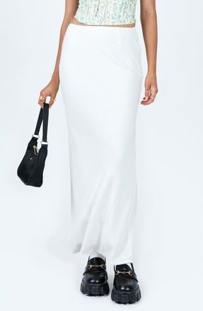 Princess Polly Jodie Linen Blend Maxi Skirt in White at Nordstrom, Size 12