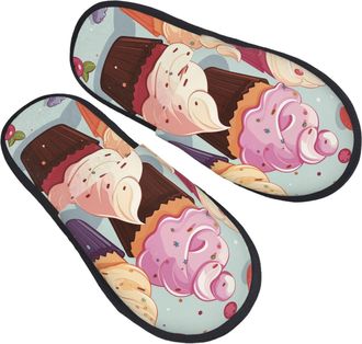 Generic Cotton Slippers Cupcakes Warm Sliders Lightweight Slippers For Trip Bedroom Home L