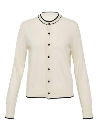 Renli Su trimmed cashmere cardigan - women - Cashmere - L - Neutrals