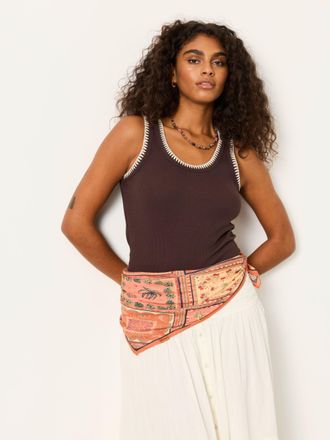 Fat Face FatFace Bella Chocolate Brown Stitch Detail Ribbed Vest
