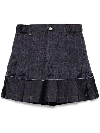 sacai denim mix skorts - women - Polyester/Cupro - 2 - Blue