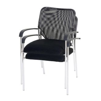 Hhg Hhg - Nunca Usado] Juego De 2 Sillas De Visita Tulsa, Silla De Conferencia Apilable, Tela/textil, Asiento Negro, Respaldo Negro