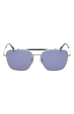 Rag & Bone 56mm Navigator Sunglasses in Silver /Navy Horn /Blue at Nordstrom
