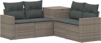 vidaXL Juego De Sof&aacute; 5 Uds. Gris Y Gris Oscuro Rat&aacute;n Sint&eacute;tico Y Acero Vidaxl