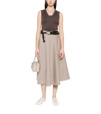 Brunello Cucinelli Brown Solid V Neck Top