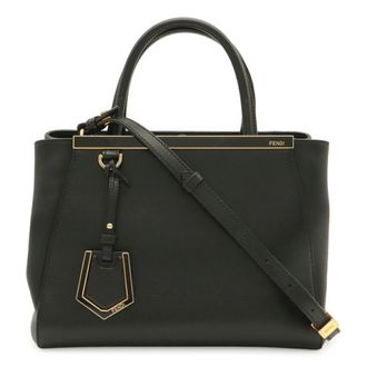 Fendi Black Leather Handbag Shoulder Bag Tote Bag (Pre-Owned)