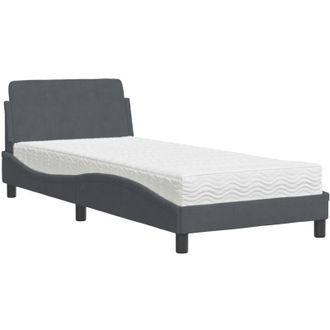 vidaXL Cama Con Colch&oacute;n Terciopelo Gris Oscuro 80x200 Cm Vidaxl