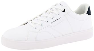 Tom Tailor Sneaker TOM TAILOR, Herren, Gr. 40, weiss (wei&szlig;), Lederimitat, kontrastfarbene Details, Schuhe Sneaker, Kontrastbesatz an der Ferse, Freizeitschuh, Ha