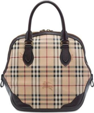 Burberry Pre-owned Satchel - Dames - Vintage Handtas - Beige - ONE Size - Leer - Vintage
