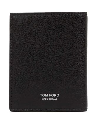 Tom Ford embossed-logo foldable leather cardholder - Nero