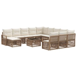 vidaXL Conjunto De Sof&aacute;s De Jard&iacute;n 13 Pcs Beige Rat&aacute;n Sint&eacute;tico Vidaxl