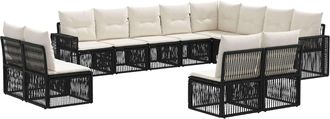 vidaXL Conjunto De Sof&aacute;s De Jard&iacute;n 12 Uds. Negro Y Blanco Crema Vidaxl
