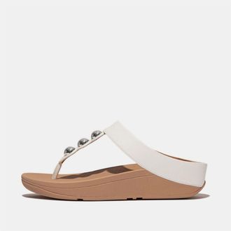 FitFlop Fitflop Womens Fit Flop Mirror Dome Leather Toe Post Sandals in White - Size UK 8