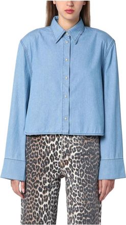 Halfboy Denim Overhemd Klassieke Stijl - Dames - Overhemden - Blauw - M - Denim - Overhemden