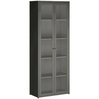 Dmora Dmora - Vitrina Mango, Aparador de exposición, Vitrina multiusos, Aparador de salón, 70x35 h180 cm, Pizarra