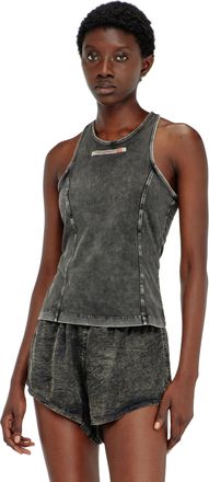 Diesel Cotton tank top with treated effect - Tops - Woman - Grey