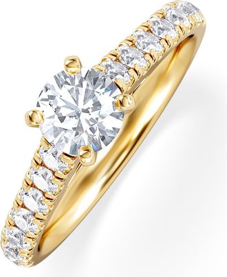 The Diamond Store Natalia Diamond Engagement Side Stone Ring 18K Gold 0.91CT G/SI2