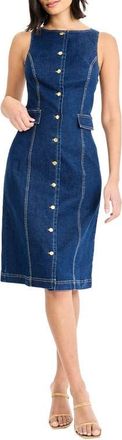 Maggy London Sleeveless Denim Sheath Dress in Dark Denim at Nordstrom, Size 14