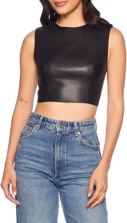 Susana Monaco Sleeveless Faux Leather Crop Top in Black at Nordstrom Rack, Size X-Large