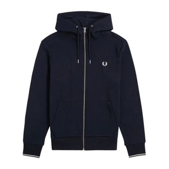 Fred Perry Zip-throughs, male, Blue, Size: 2XL Hooded Zip Through Sweatshirt