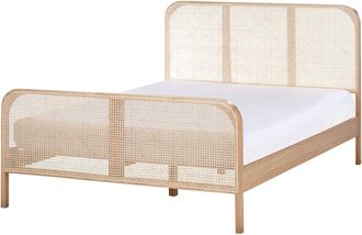 Beliani Cama matrimonial de madera marr&oacute;n 140x200