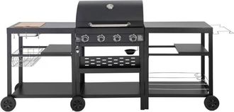 Habitat et Jardin Habitat Et Jardin - Barbacoa De Gas Para Cocina Exterior - 12 Kw - 4 Fuegos - Negro