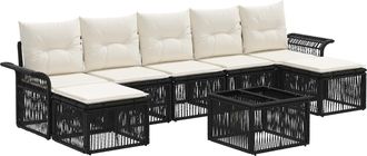 vidaXL Conjunto De Sof&aacute;s De Jard&iacute;n 8 Uds. Negro Rat&aacute;n Sint&eacute;tico Vidaxl