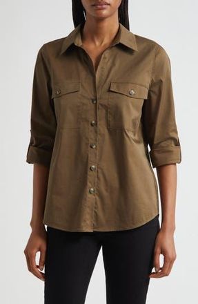 L'agence Pearson Woven Military Shirt in Pine at Nordstrom Rack, Size Small