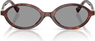 Miu Miu 50mm Oval Sunglasses in Havana Mahogany /Grey at Nordstrom