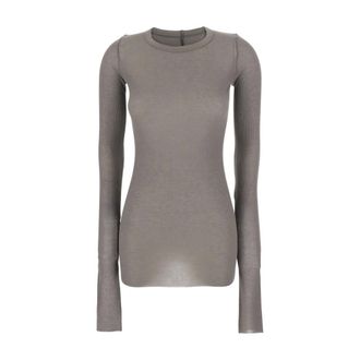 Rick Owens Tops, Dames, Grijs, XS, Rib Long Sleeve Tee