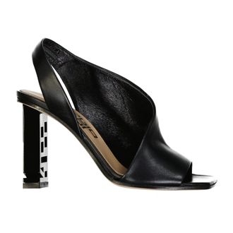 Sergio Rossi Black Leather Sandals Square Toe Heel
