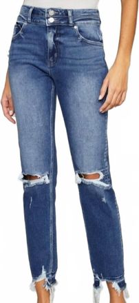 Kancan Tamara High Rise Slim Straight Jeans In Medium Stone Wash