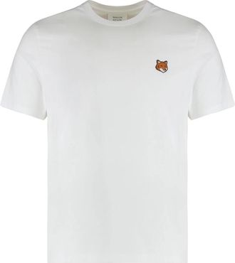 Maison Kitsun&eacute; T-shirt met ronde hals - Heren - T-shirts - Wit - XL - Katoen - Tops