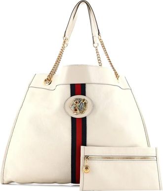 Gucci Rajah grote leren shopper met ketting - Beige
