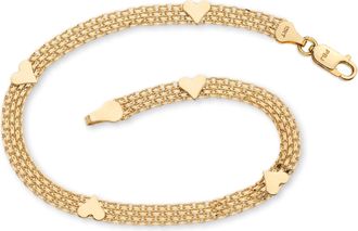 Palm Beach Jewelry Solid 10k Yellow Gold Bismark-Link Heart Bracelet 7.25