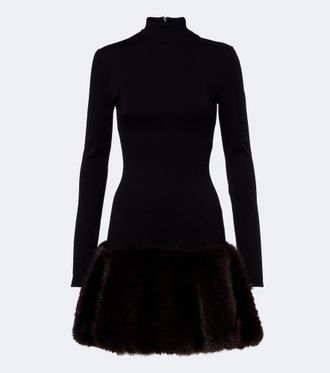 DAVID KOMA Knitted turtleneck minidress
