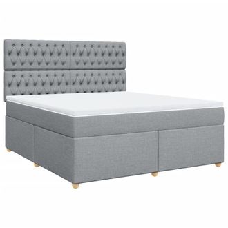 vidaXL Vidaxl - Cama Box Spring Con Colch&oacute;n Tela Gris Claro 180x200 Cm