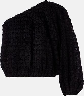 Eres Twist one-shoulder silk and cotton jacquard top