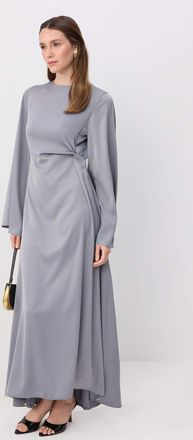 Trendyol Modest Dames Grijs Effen Maxi Lang A-lijn Modest Avond Jurken