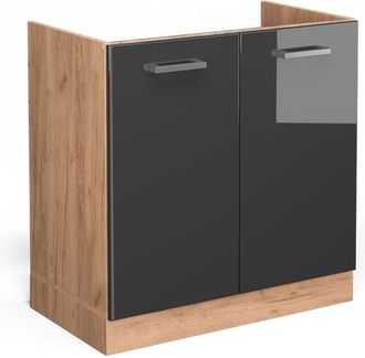 Vicco Armario bajo para fregadero R-Line, Antracita alto brillo, 80 cm sin encimera Vicco