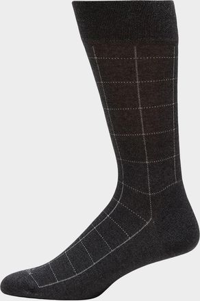 Marcoliani Mens Windowpane Mid-Calf Socks