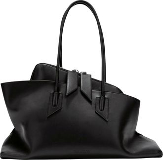The Attico Black La Passeggiata Medium Leather Tote Bag