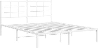 vidaXL Metal Bed Frame without Mattress with Headboard White 160x200cm vidaXL