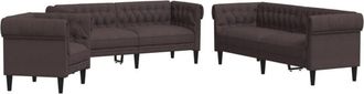 vidaXL Vidaxl - Juego De Sof&aacute;s 3 Piezas Tela Marr&oacute;n Oscuro