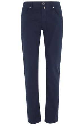Jacob Cohen Blue Slim Bard Five-Pocket Cotton-Blend Pants