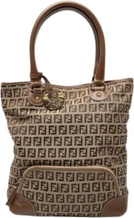 Fendi Pre-owned Handbags, female, Beige, Size: ONE SIZE Pre-owned Canvas Tote