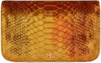 Elisabetta Franchi Accessoires, Dames, Oranje, ONE Size, Katoen, Fluwelen Crossbody Tas met Croco-Print Textuur